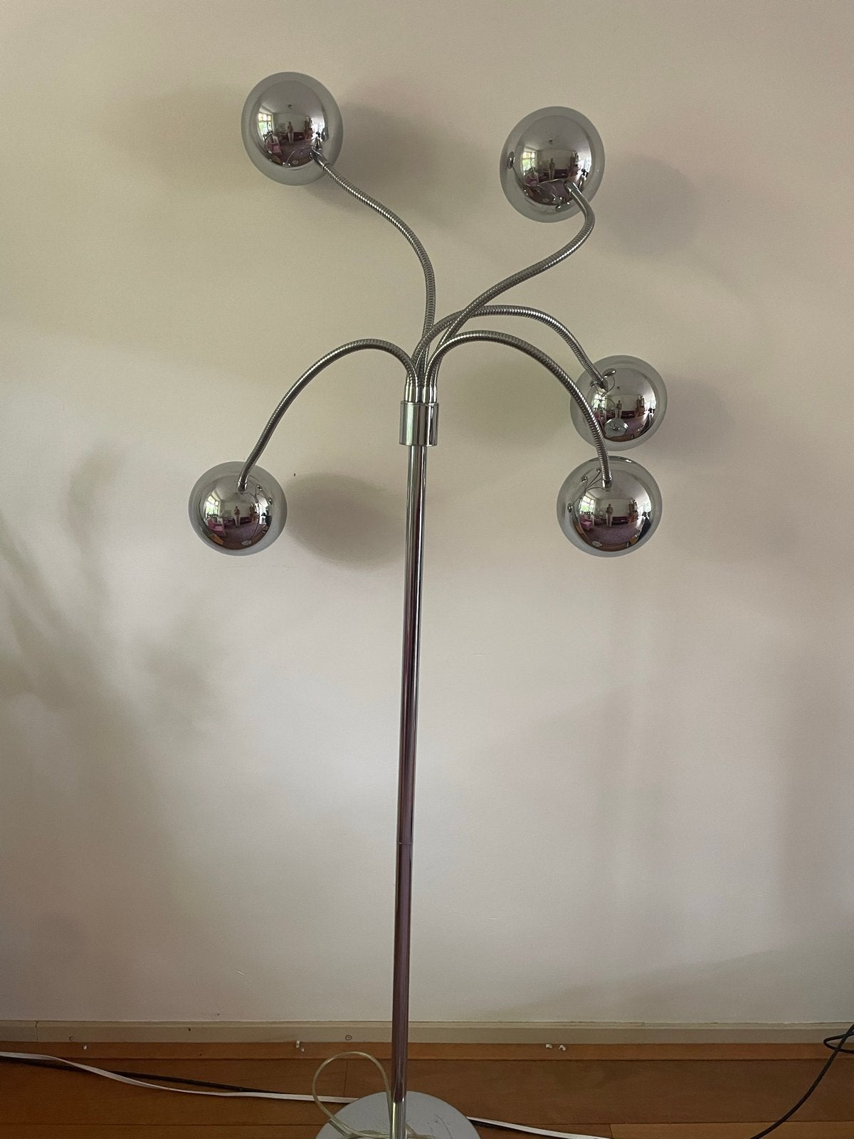 Retro chromen bollen space age vloerlamp, Ophalen, Gebruikt, E14 (klein), Space age vintage