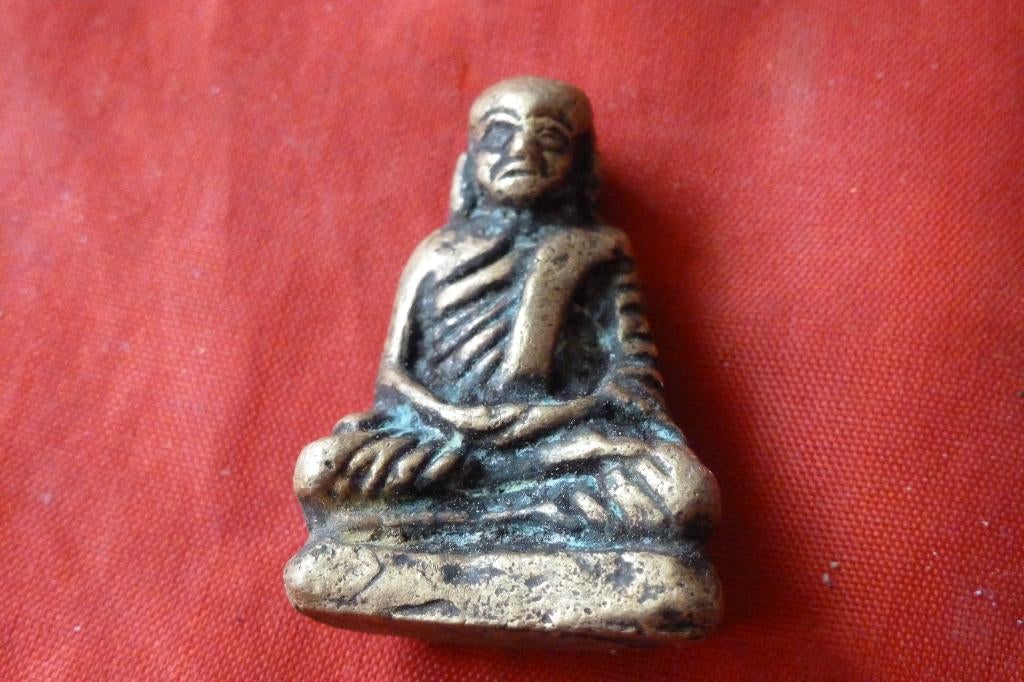 Thaise amulet - Beeldje Boeddha brons 4 cm 43 gram (t 177, Overige materialen, Gebruikt, Overige voorstellingen, Bruin