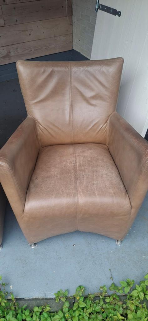 2 gebruikte leren stoelen - Comfortabel en stijlvol, Huis en Inrichting, Ophalen, Gebruikt, Twee, Bruin
