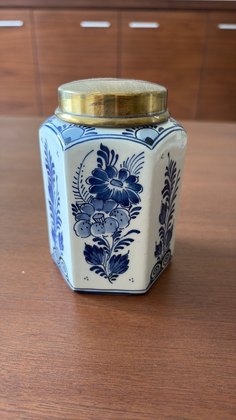 Delfts blauw potje /theedoosje, Antiek en Kunst, Antiek | Porselein, Ophalen of Verzenden