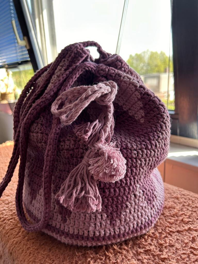 Unieke handgemaakte gehaakte tas - Lila/Paars, Sieraden, Tassen en Uiterlijk, Tassen | Damestassen, Ophalen of Verzenden, Nieuw