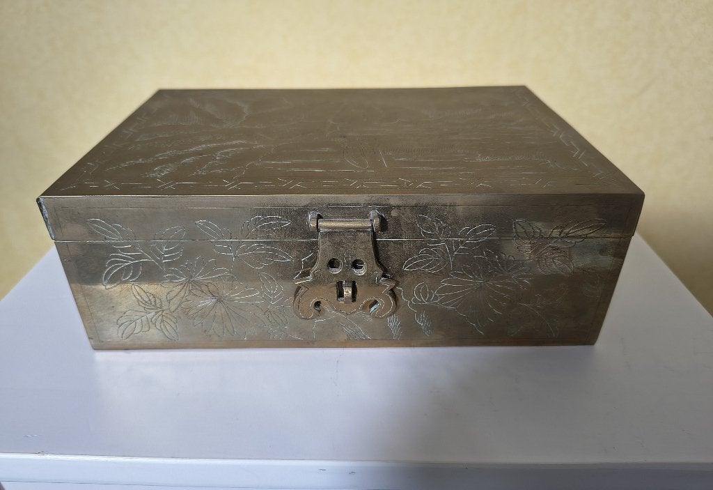 Koperen kistje bewerkt  brocant, Antiek en Kunst, Ophalen of Verzenden, Brons