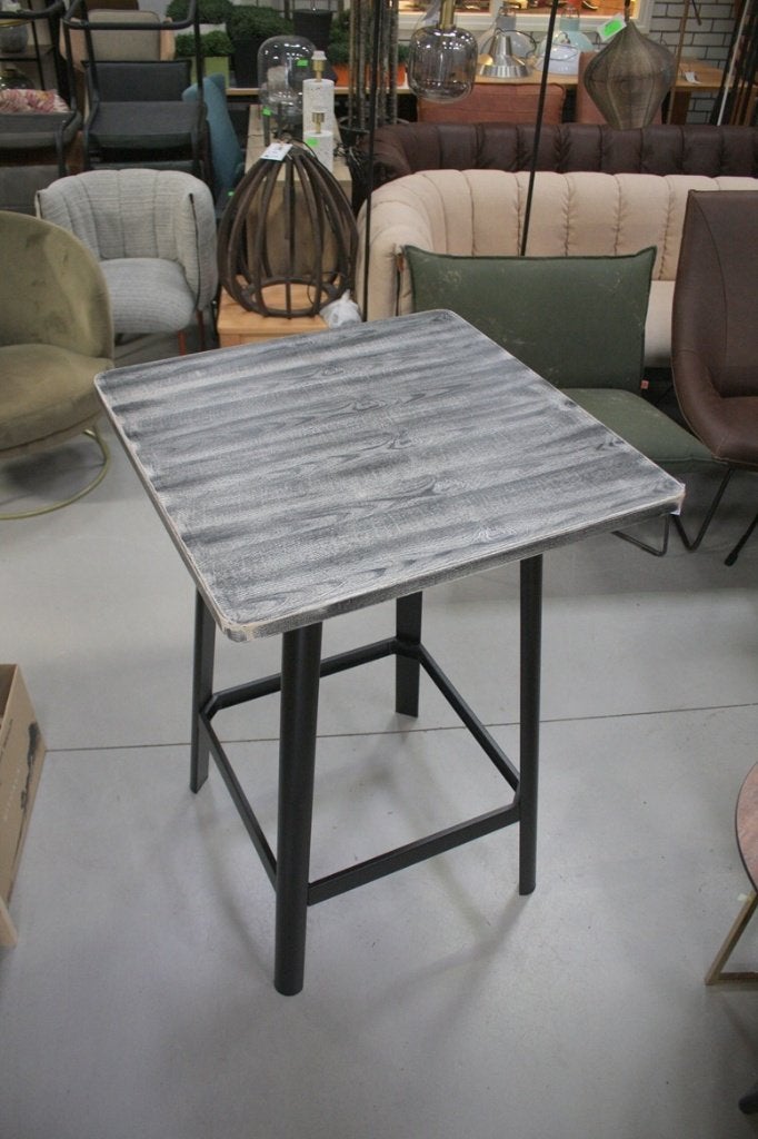 Vierkante bartafel statafel barset barkrukken metaal hout, Ophalen, 5 krukken of meer, Met voetsteun, 60 tot 90 cm