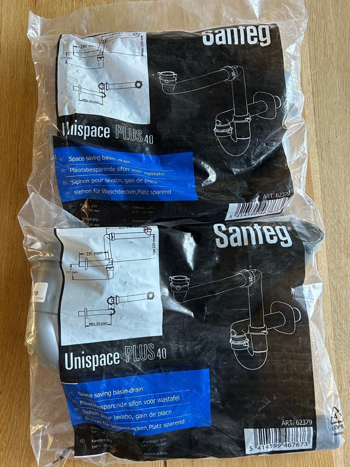 Santeg ruimtebesparende syfon voor wastafelmeubel, Doe-het-zelf en Verbouw, Sanitair, Ophalen of Verzenden, Nieuw