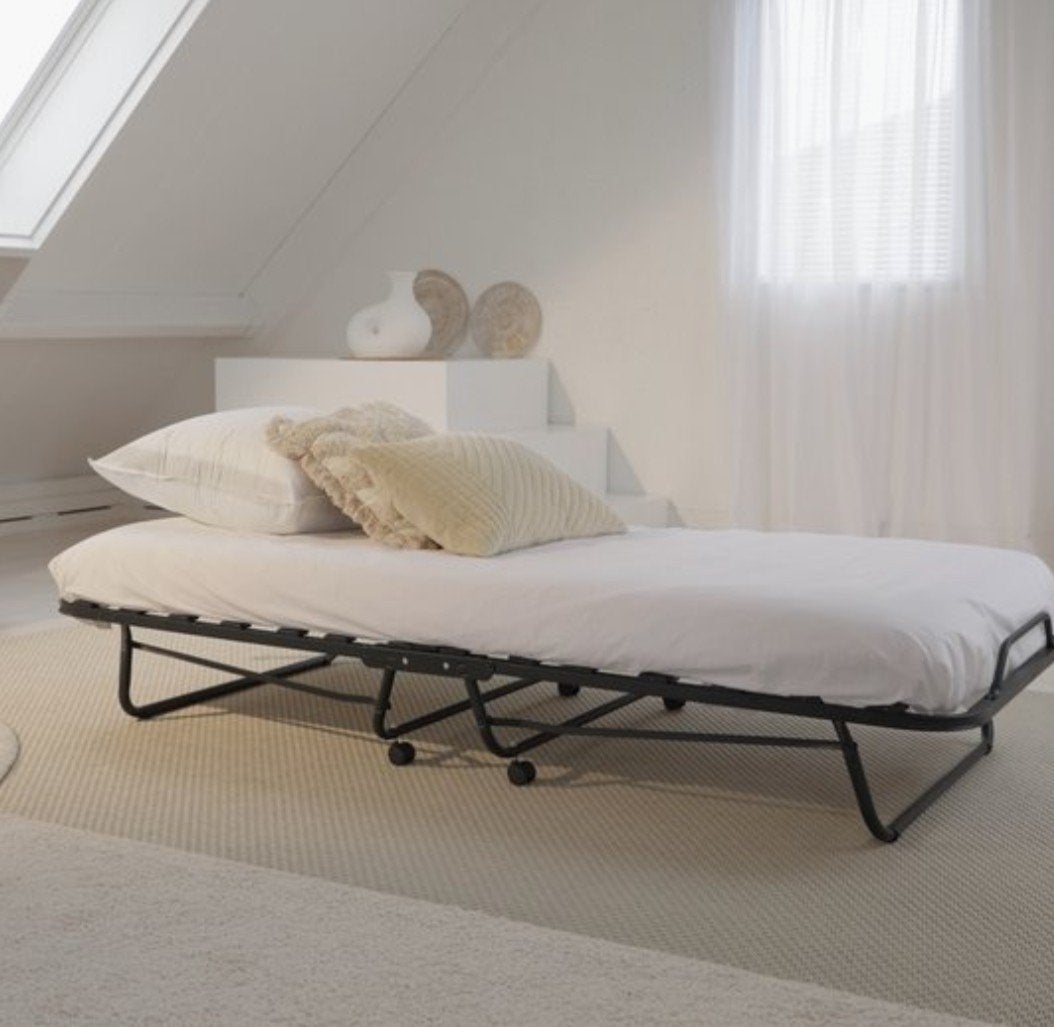 Troonz Luxe Opklapbed Verona 90x200cm zgan incl matras, Ophalen, 90 cm, Eenpersoons, Zwart
