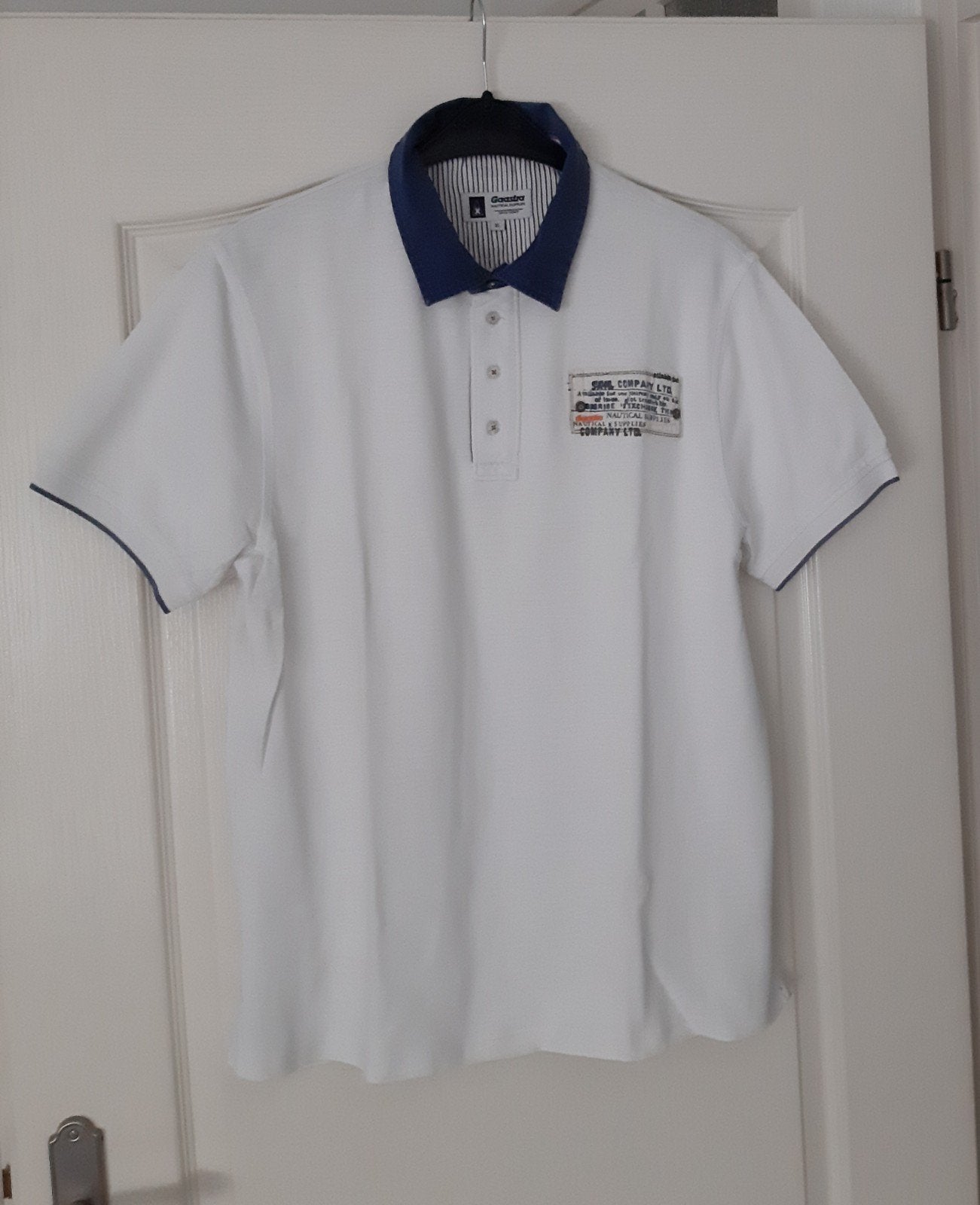 Gaastra Polo Shirt Heren XL Wit Blauw - Zo goed als nieuw, Kleding | Heren, Gaastra, Wit, Maat 56/58 (XL), Ophalen of Verzenden