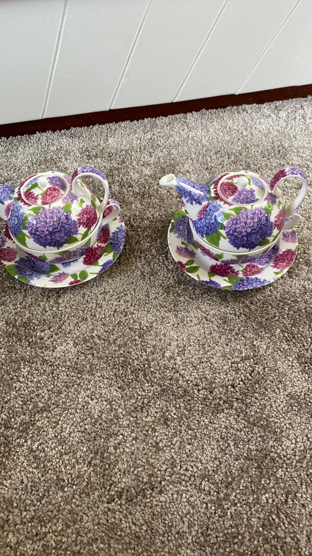 2 hortensia koppen thee met eventueel theepotje erop, Ophalen of Verzenden, Glas, Overige stijlen, Kop(pen) en/of Schotel(s)