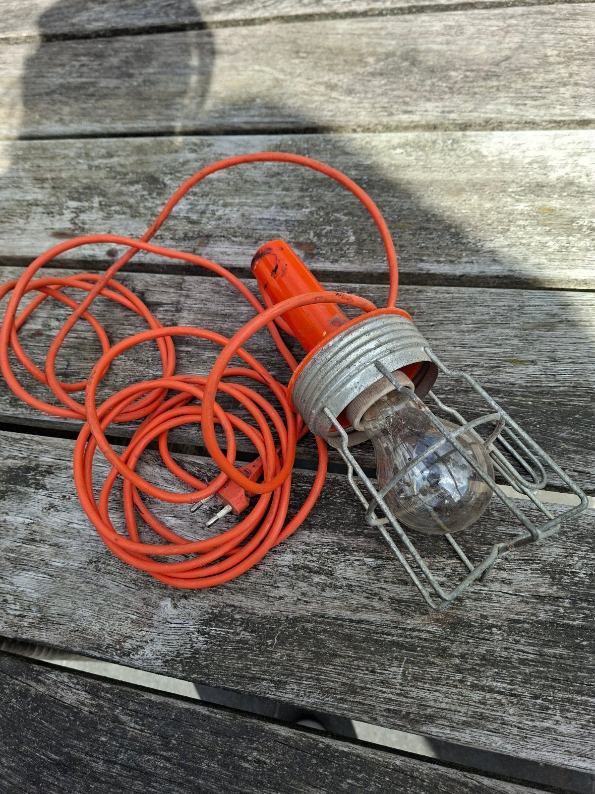 Vintage Retro Oranje Looplamp - Werkplaatslamp, Antiek en Kunst, Ophalen of Verzenden