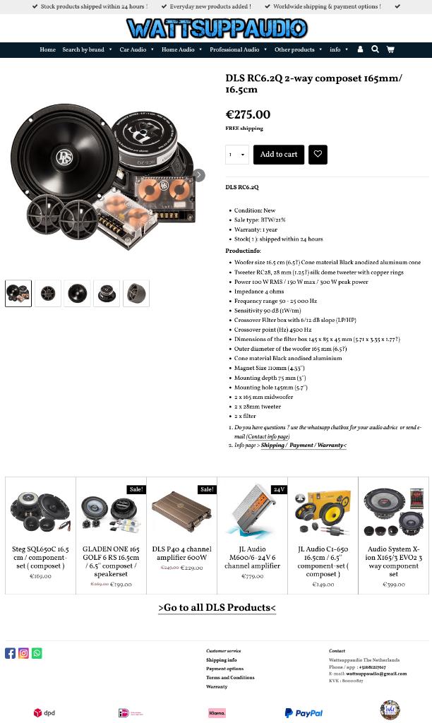 DLS RC6.2Q 2-weg composet / speakers 6.5'' / 16.5cm, Info@optimount.nl, Nieuw, Ophalen of Verzenden, Anholtseweg 48A 7091 HB DINXPERLO