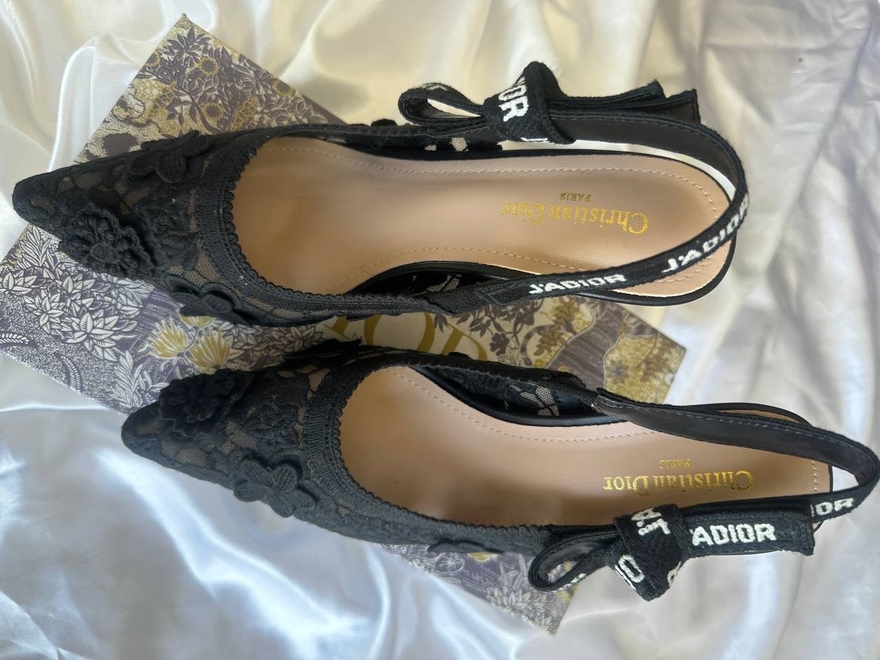 Dior J'Adior Slingback Pumps Zwart Kant maat 39, Ophalen of Verzenden, Zo goed als nieuw, Zwart, Pumps