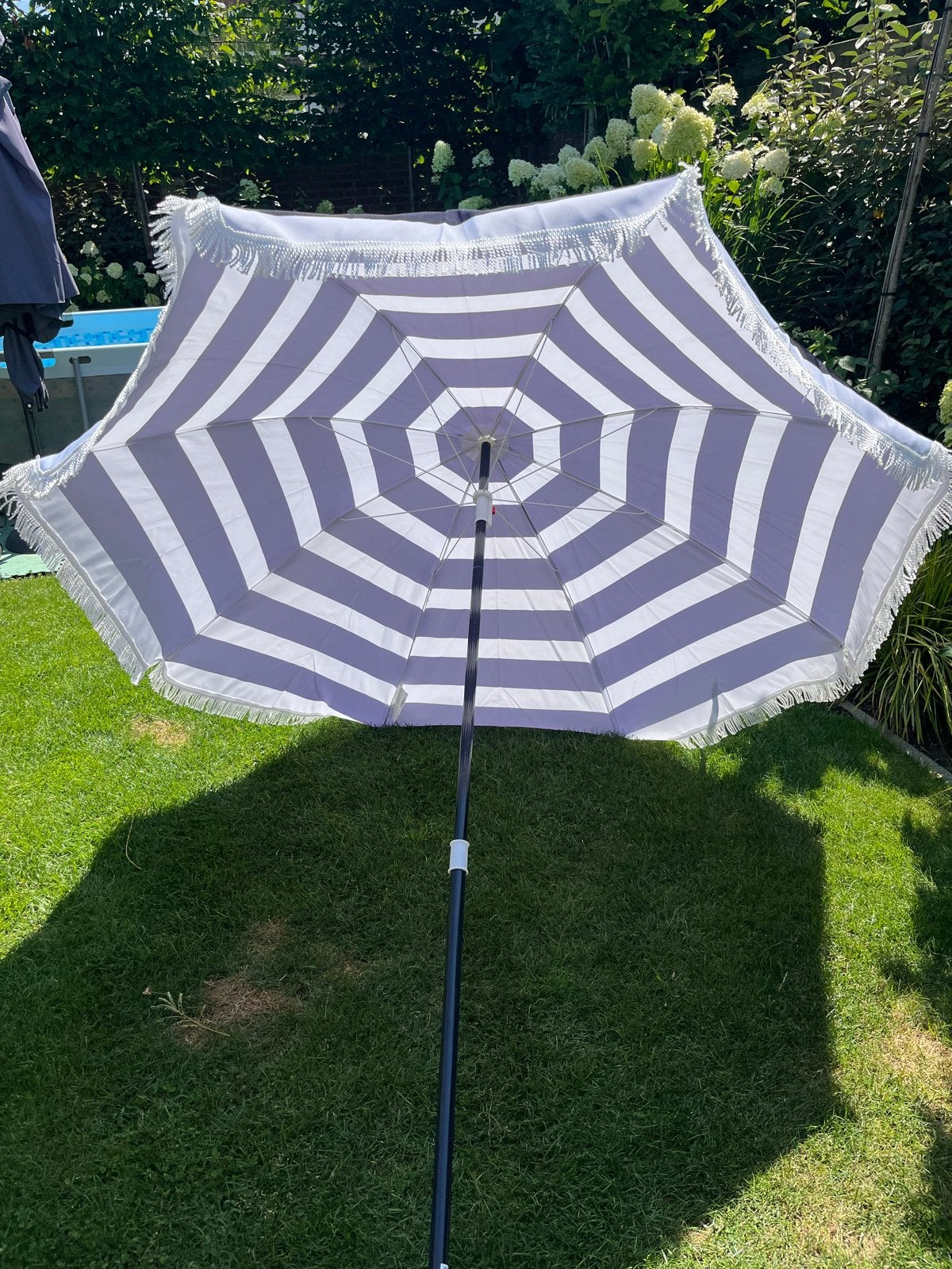 Parasol nieuw, met franjes, 2 meter doorsnee, Ophalen of Verzenden, Nieuw, 2 tot 3 meter, Stokparasol