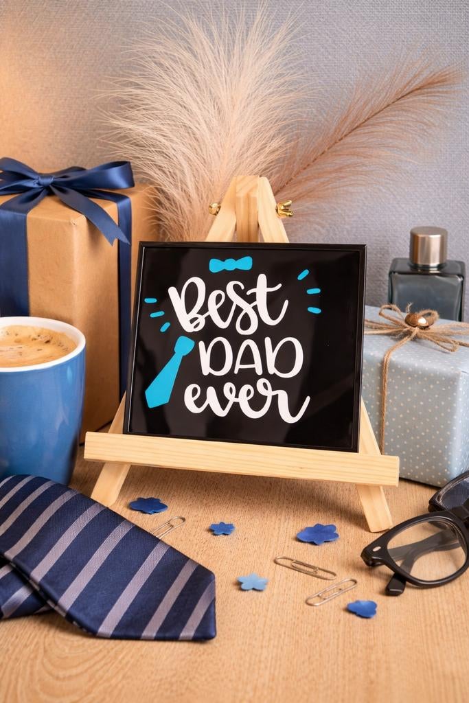Tegel 15x15 cm - 'Best Dad Ever' - Vaderdag cadeau, Zwart, Nieuw, Ophalen of Verzenden, Modern