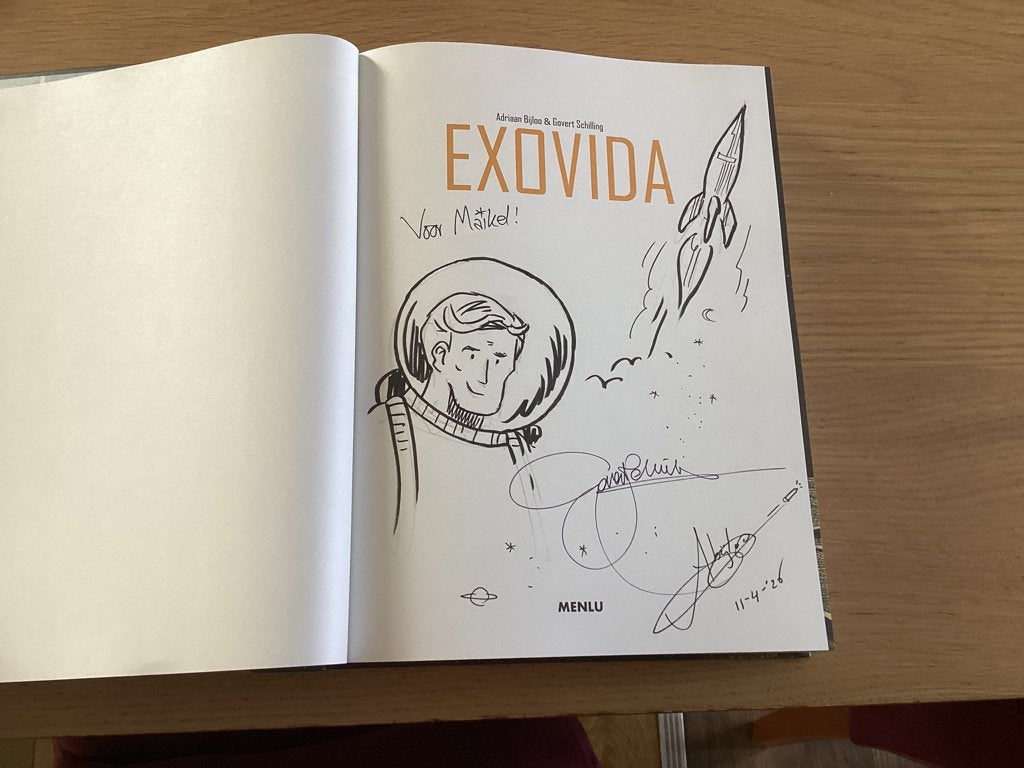 Exovida met originele tekening door Bijlo (HC), Eén stripboek, Ophalen of Verzenden, Zo goed als nieuw