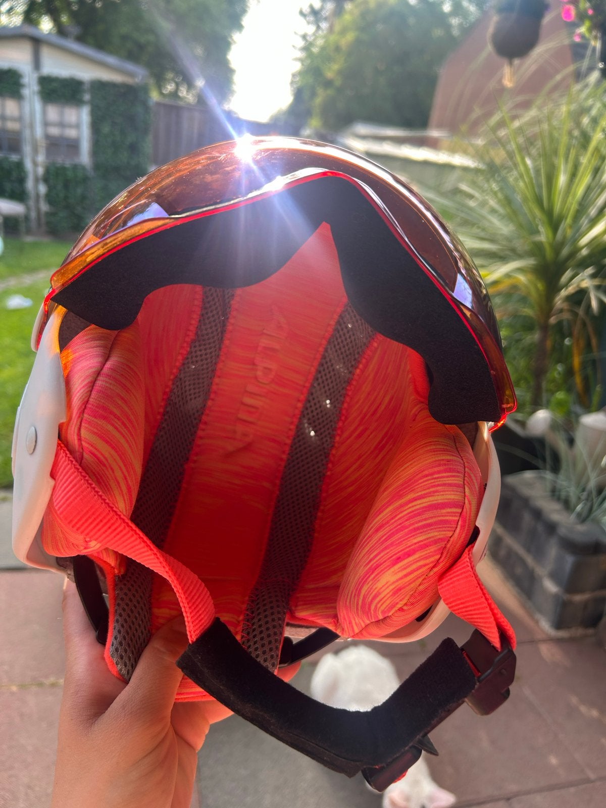 Alpina Skihelm met Vizier - Wit/Oranje, Sport en Fitness, Skiën en Langlaufen, Overige merken, Overige typen, Ophalen of Verzenden
