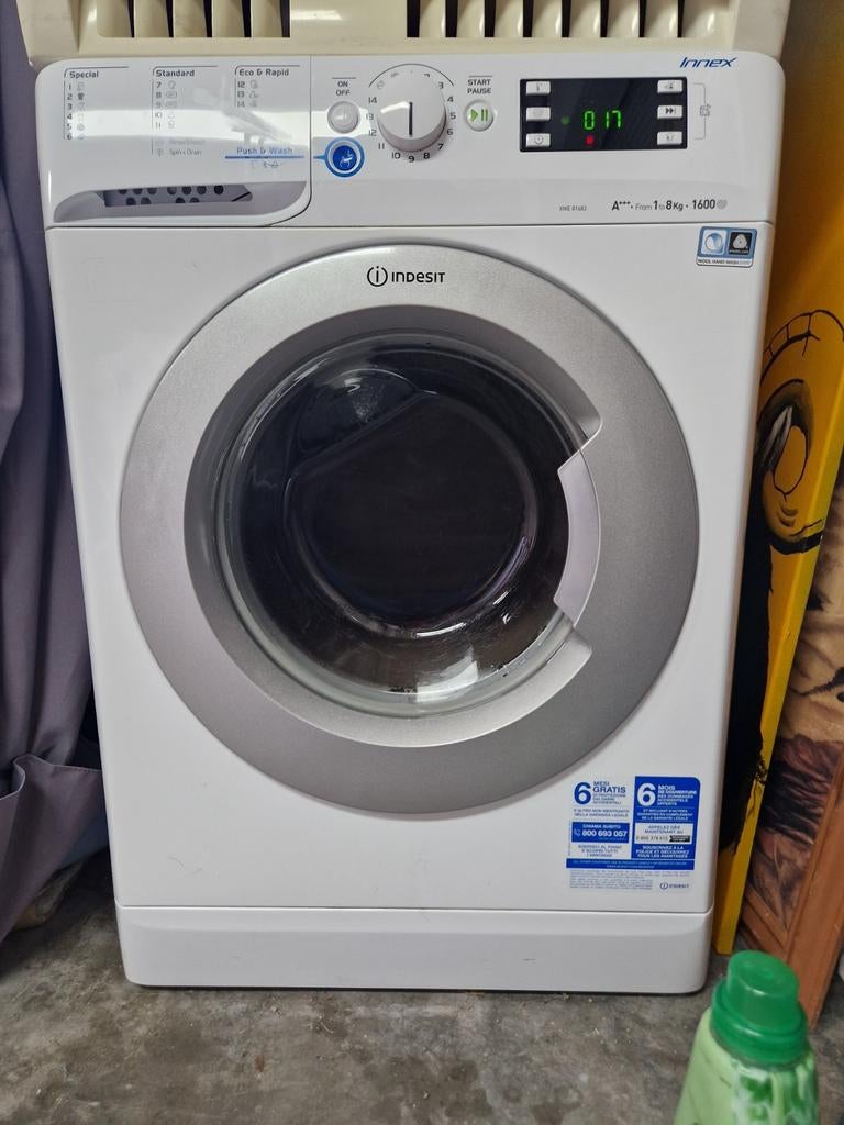 Indesit Innex Wasmachine 8kg - 1600 toeren, Ophalen, Gebruikt, Energieklasse A of zuiniger, 8 tot 10 kg