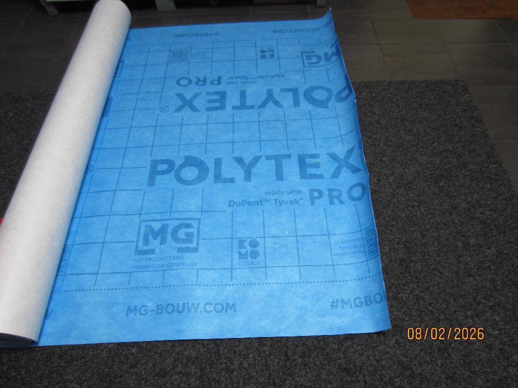 Overcompleet nieuw Polytex Pro damp-open folie 63 m², Overige materialen, Dakisolatie, Nieuw, 15 m² of meer