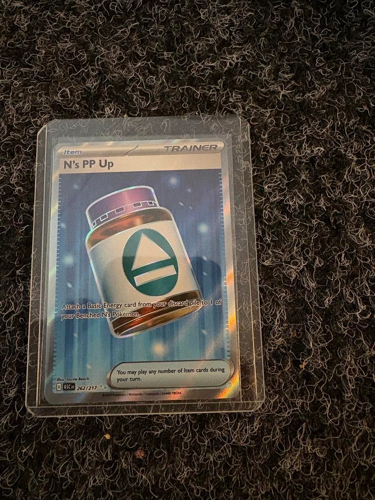 Pokémon TCG N's PP Up Trainer Kaart 262/217 ASCEN, Ophalen, Zo goed als nieuw, Losse kaart, Foil