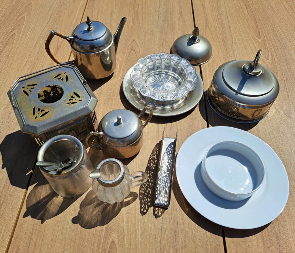 Vintage theeservies / koffieservies met brander, Antiek en Kunst, Ophalen of Verzenden