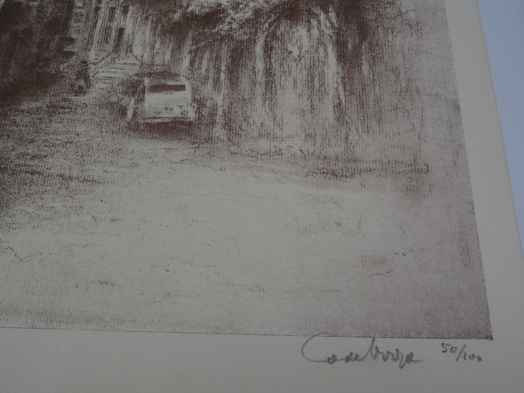 Litho Veere in verval, stadhuis van Veere Co de Voogd 1980, Origineel, Ophalen of Verzenden, Overige onderwerpen, Lithografie