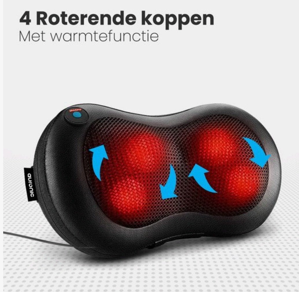 Auronic Shiatsu Massagekussen - Nek & Rug massage, Zgan!, Ophalen of Verzenden, Nieuw, Massagestoel of Kussen