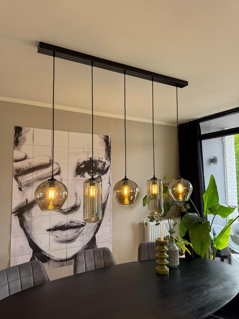 Goossens Devant hanglamp, Huis en Inrichting, Lampen | Hanglampen, Zo goed als nieuw, 50 tot 75 cm, Glas, Ophalen