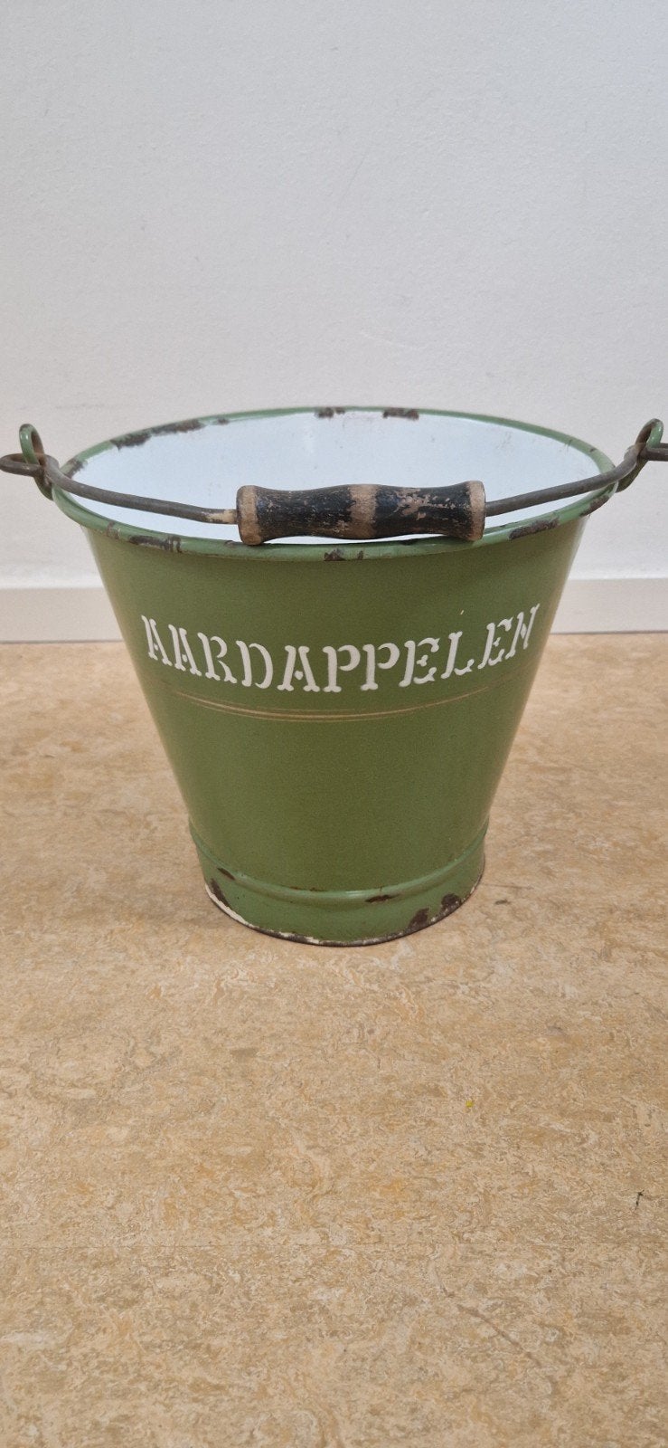 Vintage emaille aardappelemmer - groen, Antiek en Kunst, Antiek | Emaille, Ophalen of Verzenden