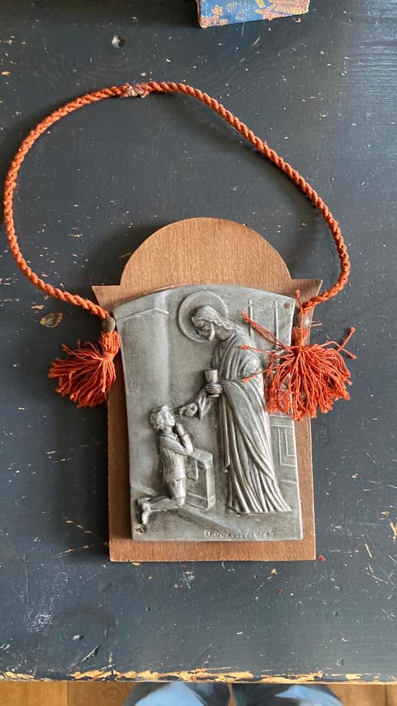 Religie plaquette communie, Ophalen of Verzenden, Christendom | Katholiek