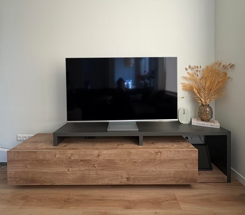 TV meubel eikenhout/antraciet, Ophalen, 200 cm of meer, 50 tot 100 cm, Zo goed als nieuw