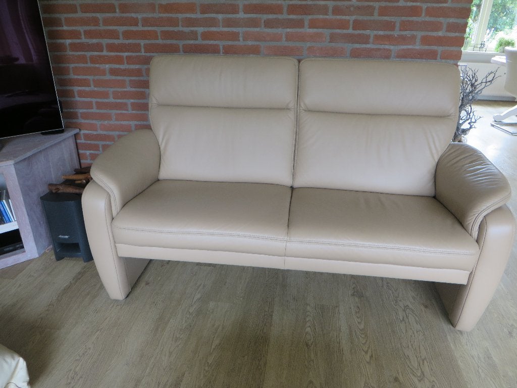 Bank LONGLIFE 2 1/2 zits Leer Als Nieuw !!, Huis en Inrichting, Banken | Bankstellen, Ophalen, Minder dan 75 cm, 150 tot 200 cm