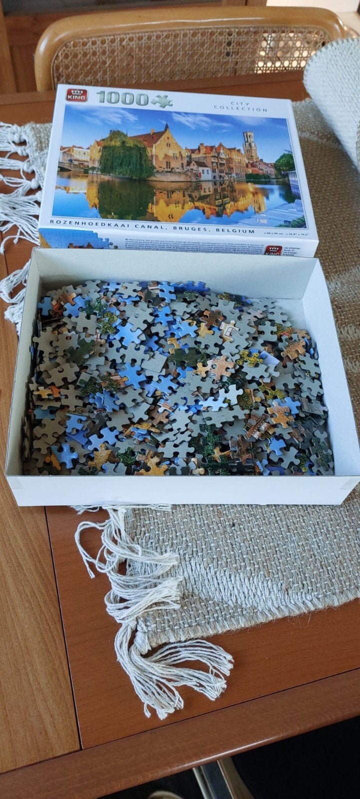 Legpuzzel 1000 stukjes Rozenhoedkaai Brugge, Ophalen of Verzenden, 500 t/m 1500 stukjes, Zo goed als nieuw, Legpuzzel