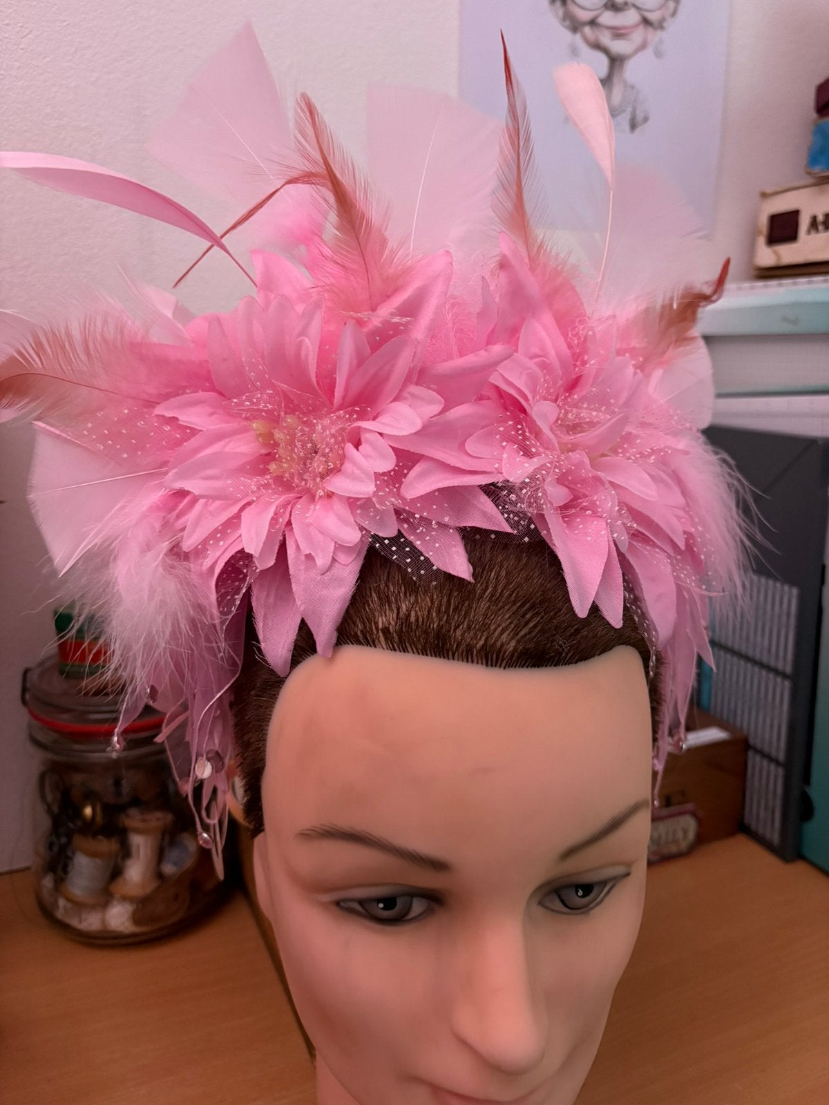 Unieke handgemaakte Roze diademen., Kleding | Dames, Carnavalskleding en Feestkleding, Ophalen of Verzenden, Nieuw, Carnaval