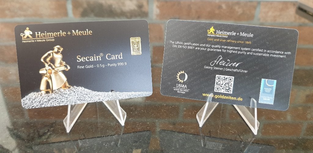 Heimerle en Meule 0,5 gram .999 goud in certi-card, Postzegels en Munten, Ophalen of Verzenden, Goud