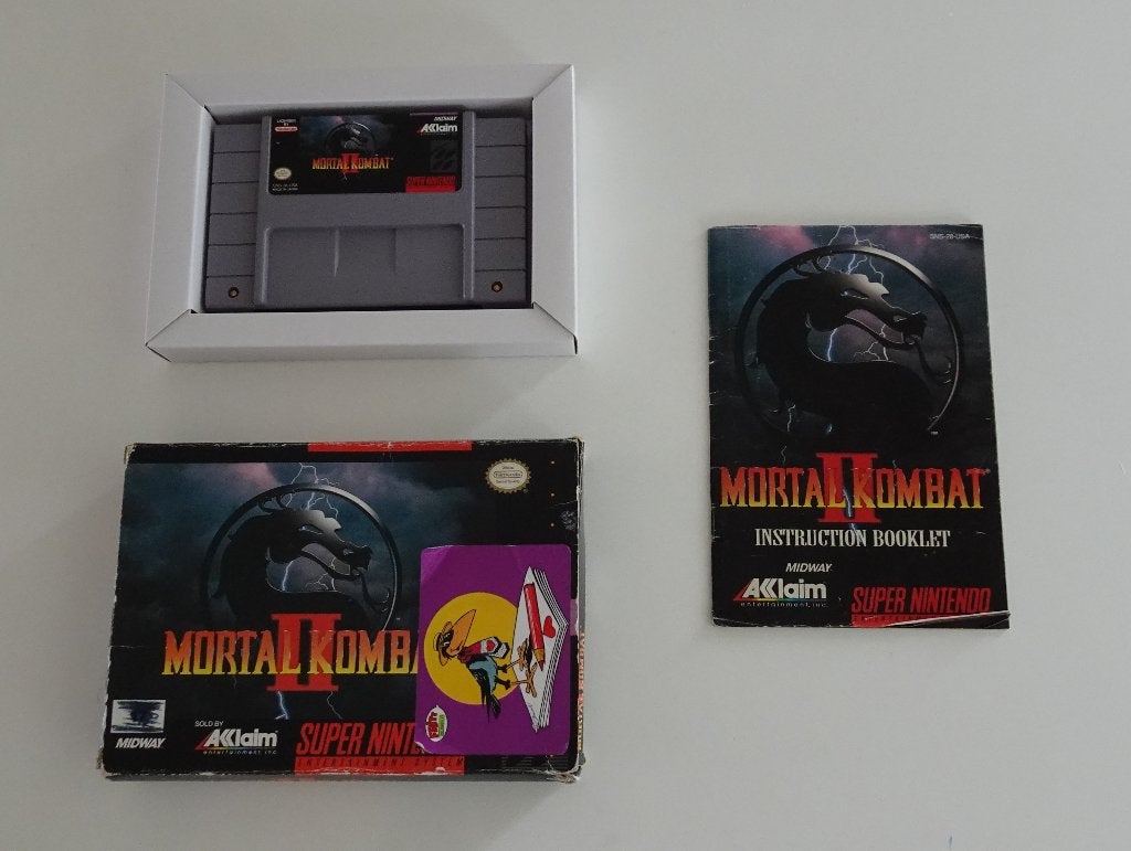 Mortal Kombat 2 (NTSC) compleet voor Super Nintendo, Ophalen, Vechten, 2 spelers, Zo goed als nieuw