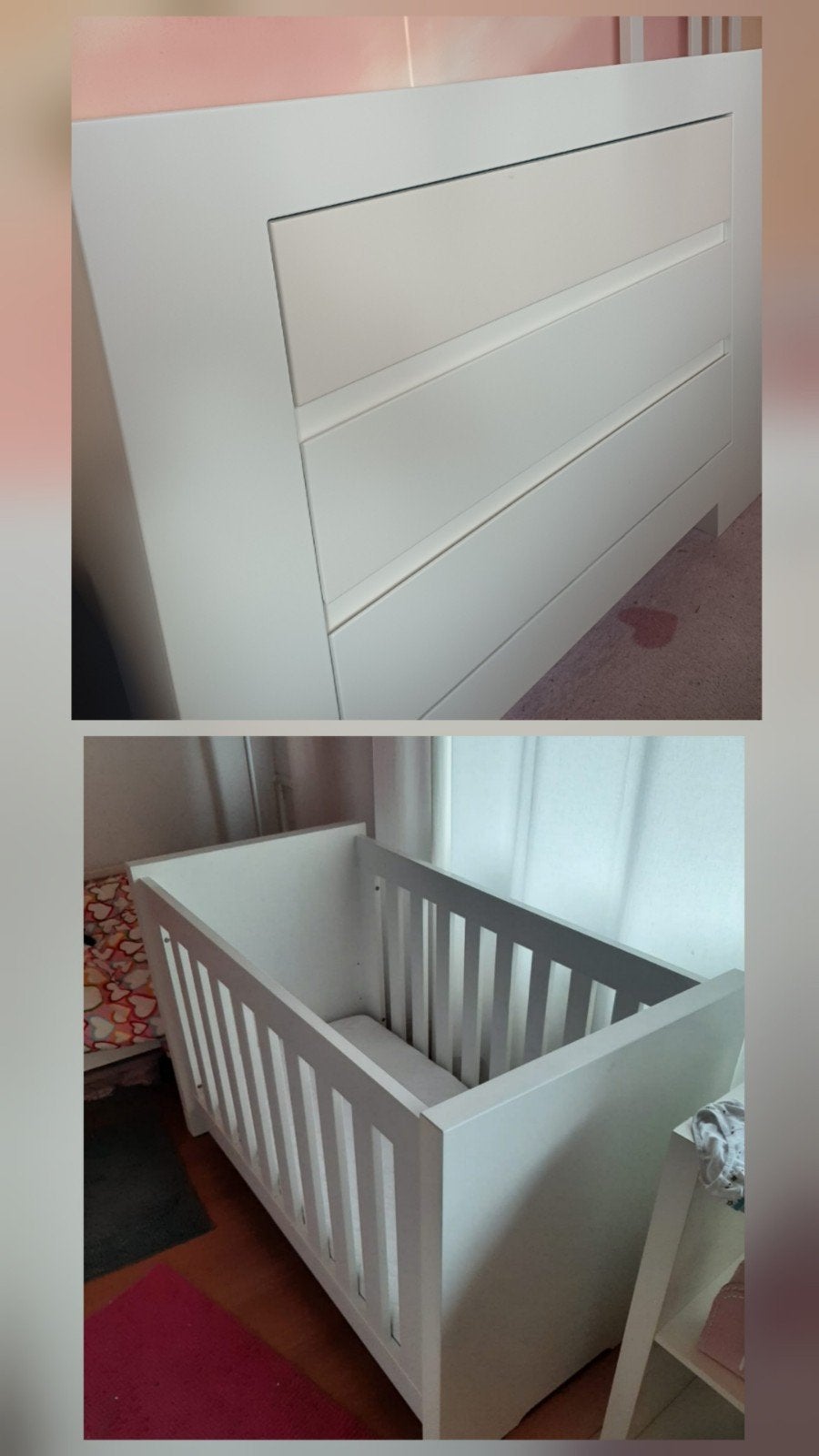 TWF (Miami) Commode en Ledikant Wit (met matras), Ophalen, Gebruikt, 50 tot 70 cm, 100 cm of meer