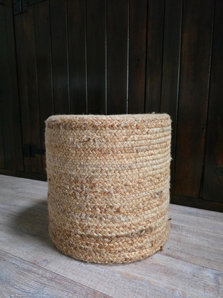 Jute Poef - Rond en Natuurlijk, Ophalen, Overige materialen, Bohemian, Natuurlijk, Scandinavisch, Rond