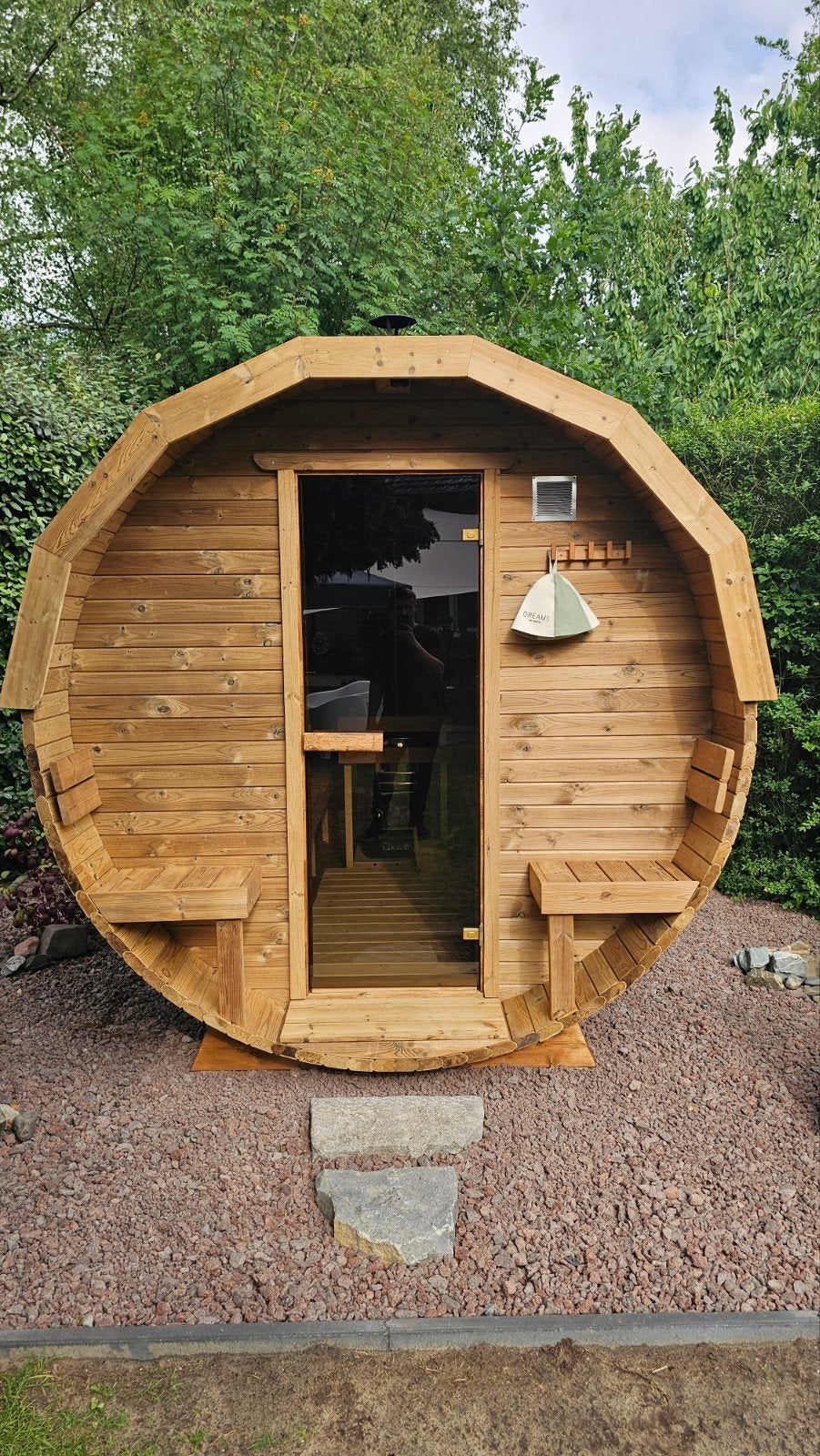3M Barrel Sauna - Gratis Levering en Plaatsing, Ophalen of Verzenden, Nieuw, Fins of Traditioneel, Complete sauna