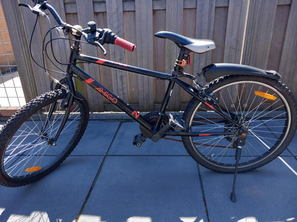 Amigo Mountainbike, 24 inch, Zwart met rode accenten, Overige merken, Velgrem, Versnellingen, Ophalen of Verzenden