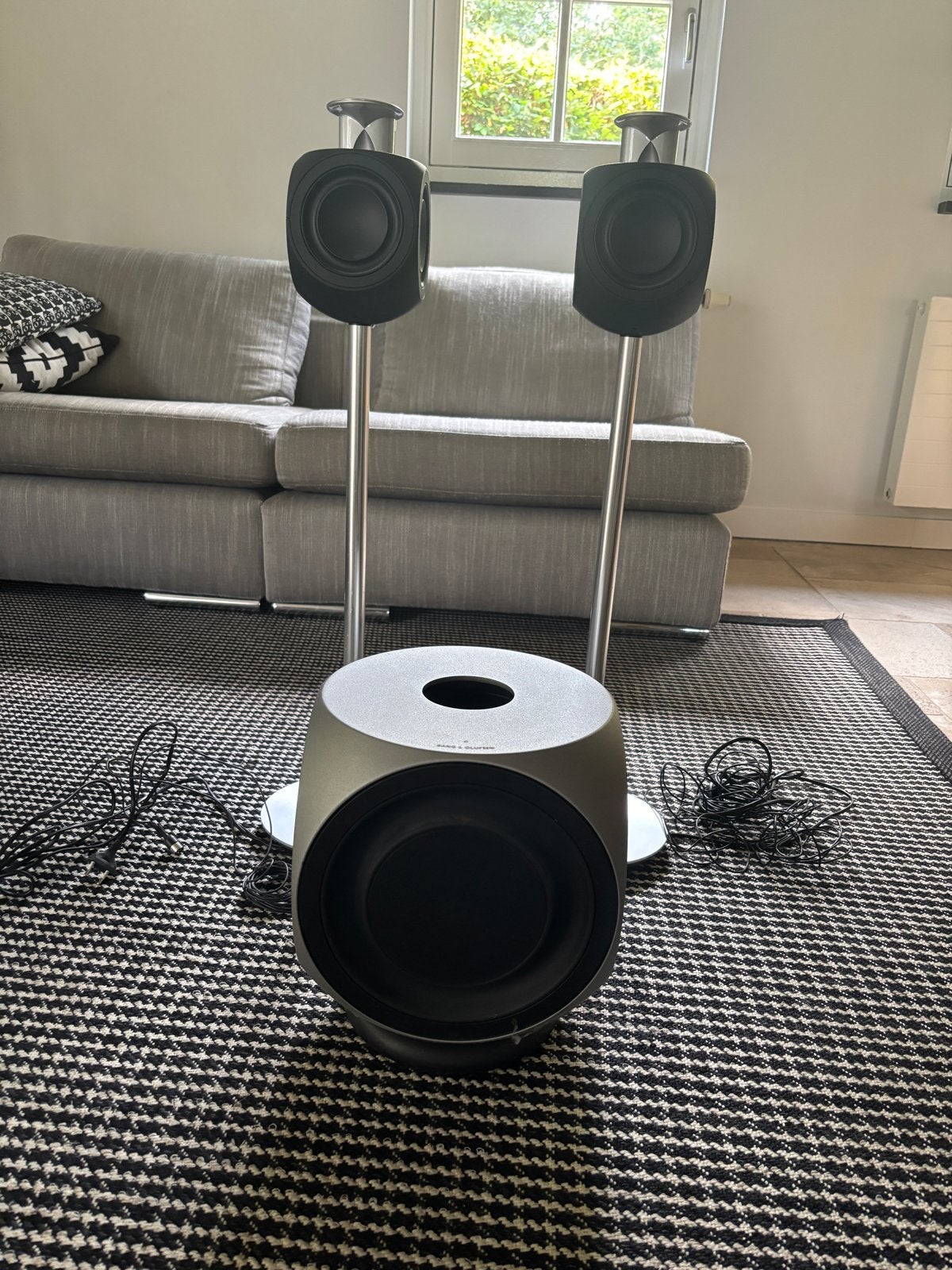 Bang & Olufsen BeoLab 3 speakerset met subwoofer Beolab 2, Ophalen, Gebruikt, Inclusief kabels, Speakerset
