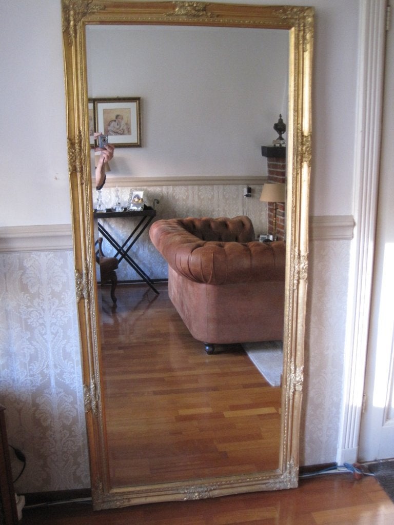 Chique!! 183x83cm Antiek-Gold "Facet" Unieke "Barok" Spiegel, Ophalen of Verzenden, Zo goed als nieuw, 75 tot 100 cm, 150 tot 200 cm
