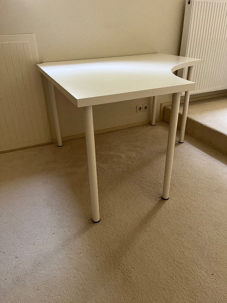 Hoekbureau wit Ikea Linnmon, Huis en Inrichting, Bureaus, Ophalen, Demontabel, 120 cm, 120 cm