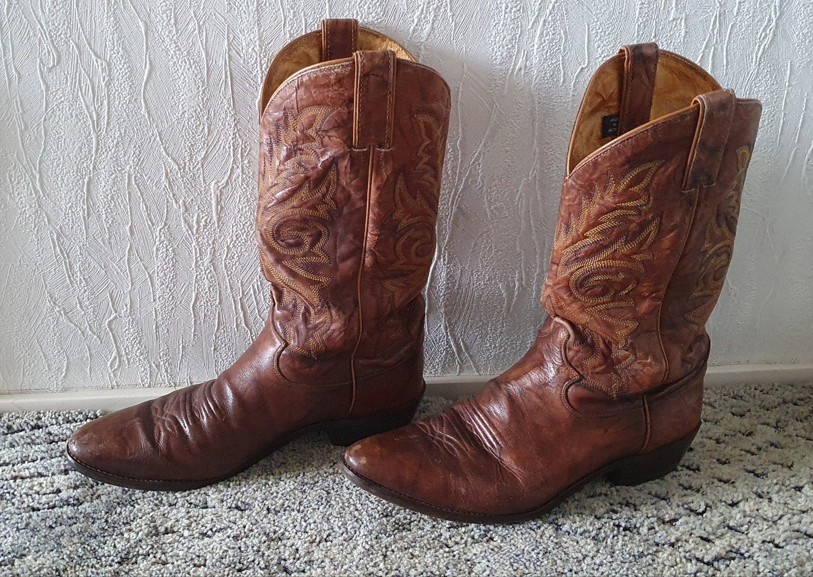 Bruine cowboylaarzen, maat 43, leer Justin boots, Ophalen of Verzenden, Gedragen, Bruin, Boots