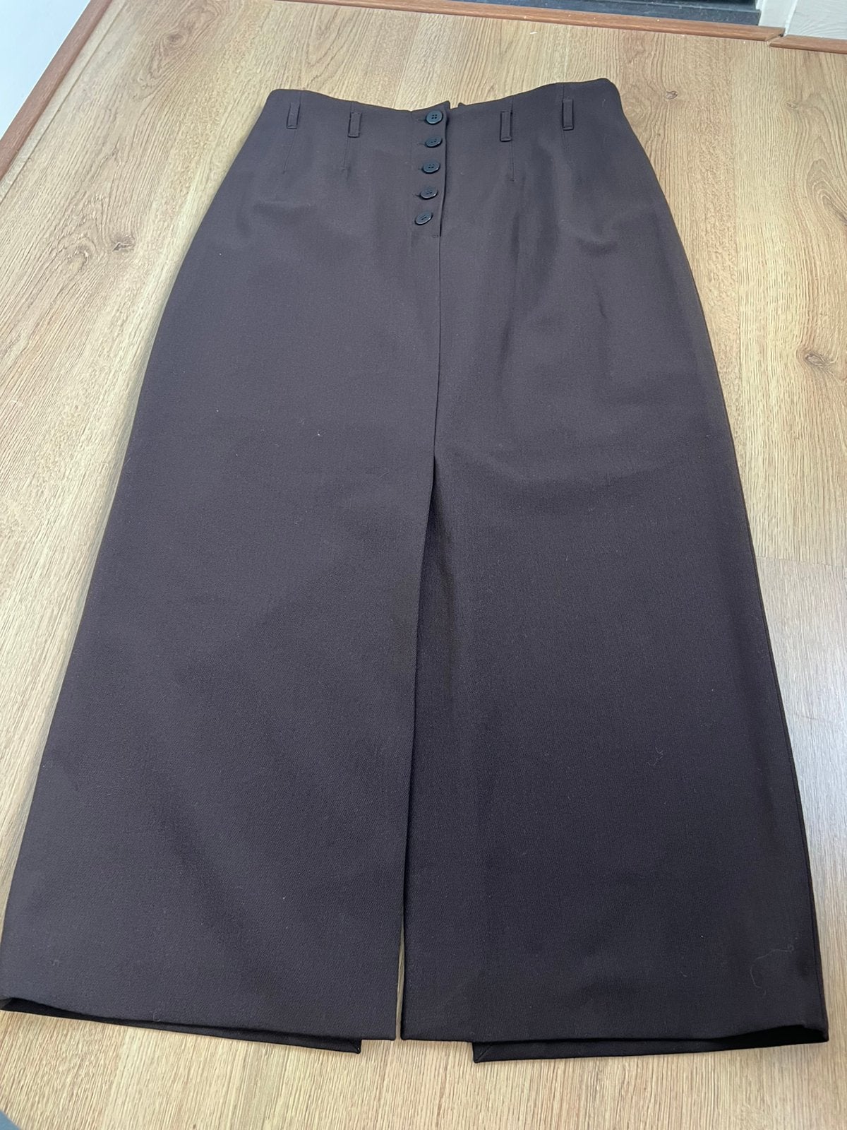 Copines chique lange bruine rok met split wol wollen 42, Bruin, Maat 42/44 (L), Copines, Ophalen of Verzenden