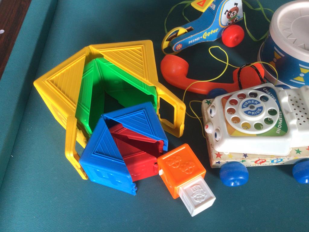 4 items van fisher price vintage, Ophalen, Gebruikt, Duw- of Trekspeelgoed