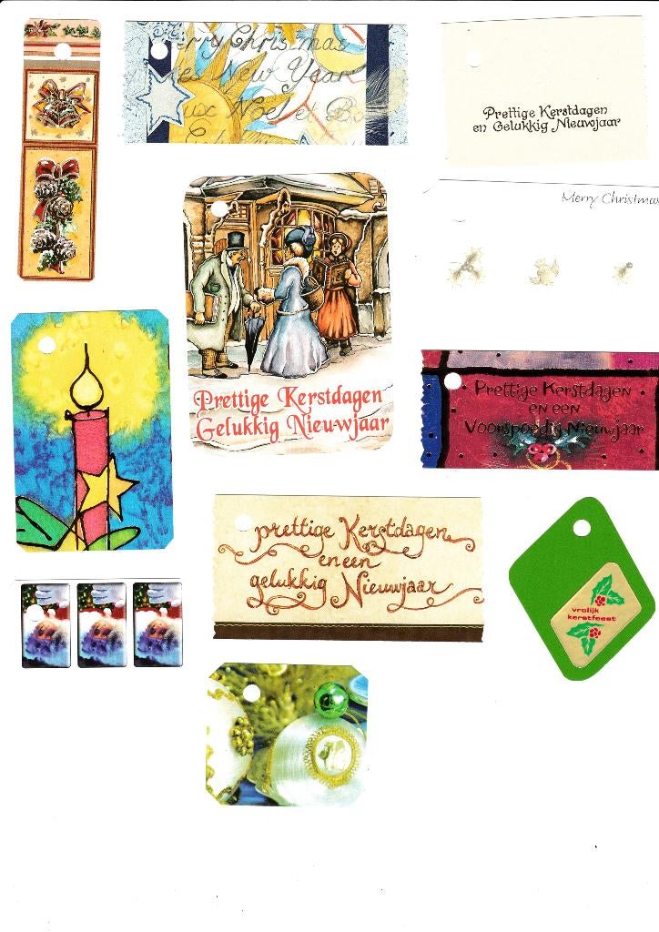 0327) ca 17 labels kerst, Ophalen of Verzenden, Zo goed als nieuw