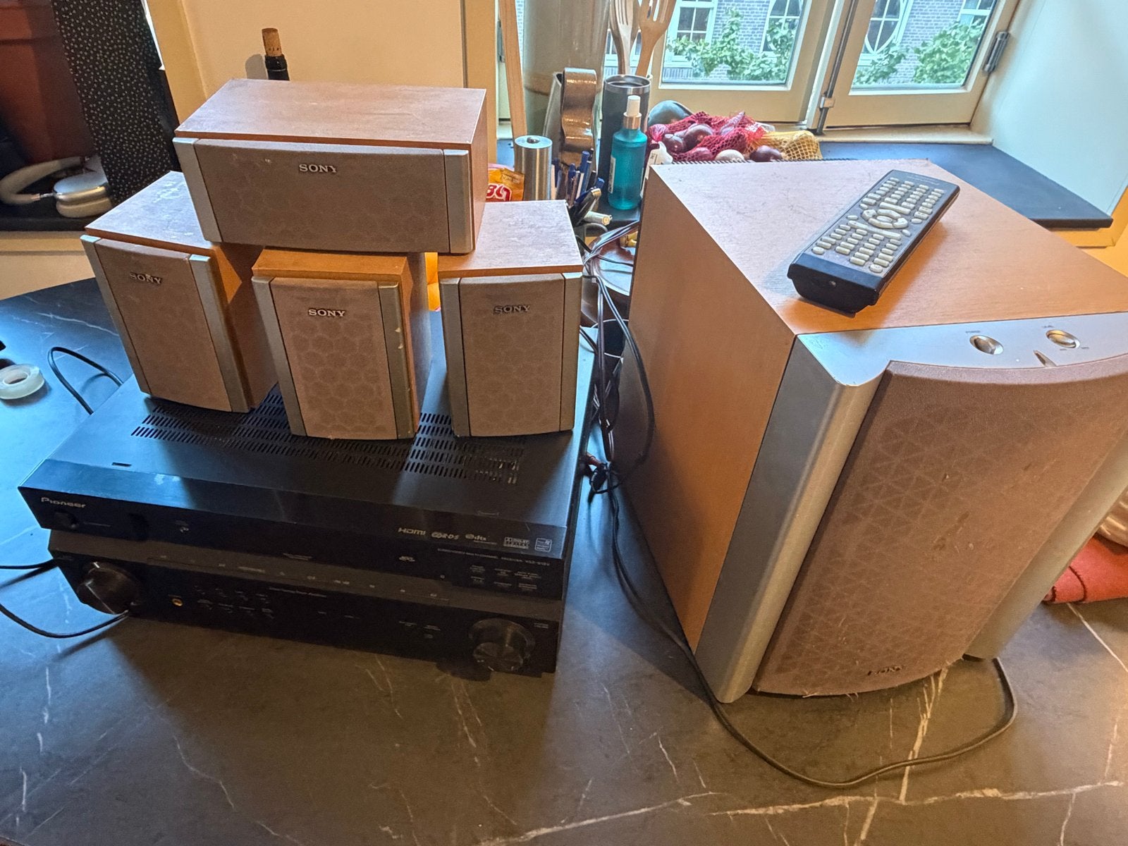 Pioneer VSX-918V-K Receiver met Sony 5.1 Speakerset, Ophalen, Gebruikt, 70 watt of meer, Pioneer