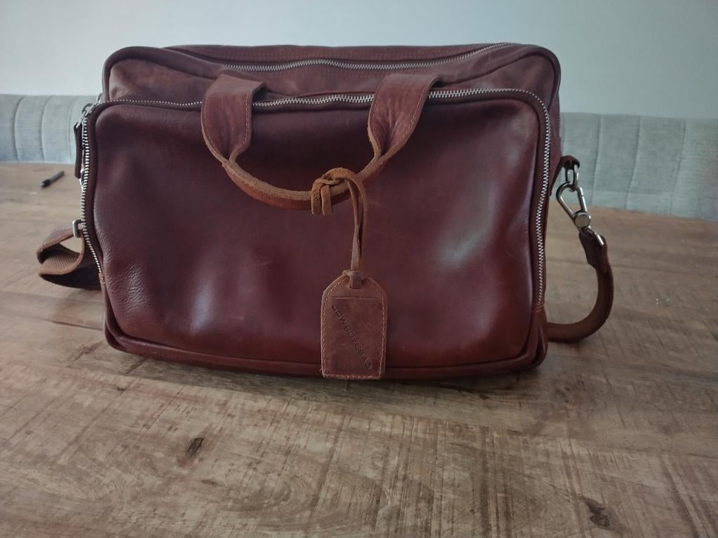Leren Laptoptas (cowboysbag), Ophalen, 40 tot 60 cm, 30 cm of meer, Bruin