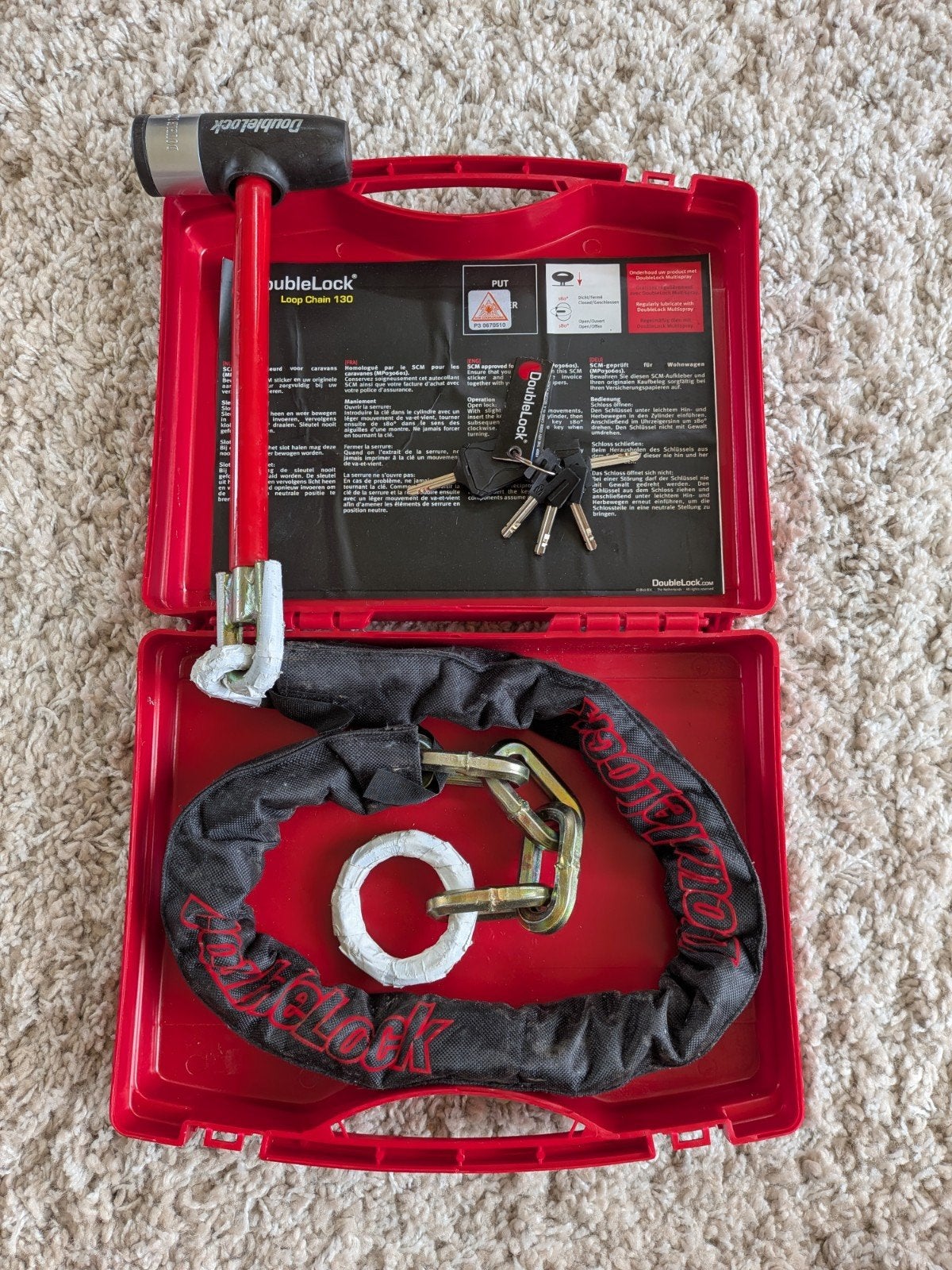 Double lock loop chain 130cm kettingslot, Ophalen of Verzenden