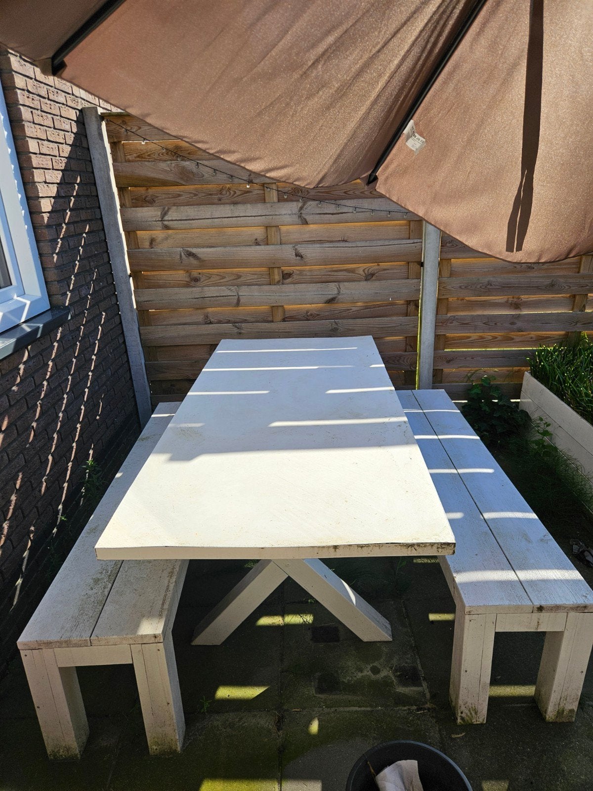 Tuintafel tafelblad is een opknapper, Ophalen, Gebruikt, Rechthoekig, Hout