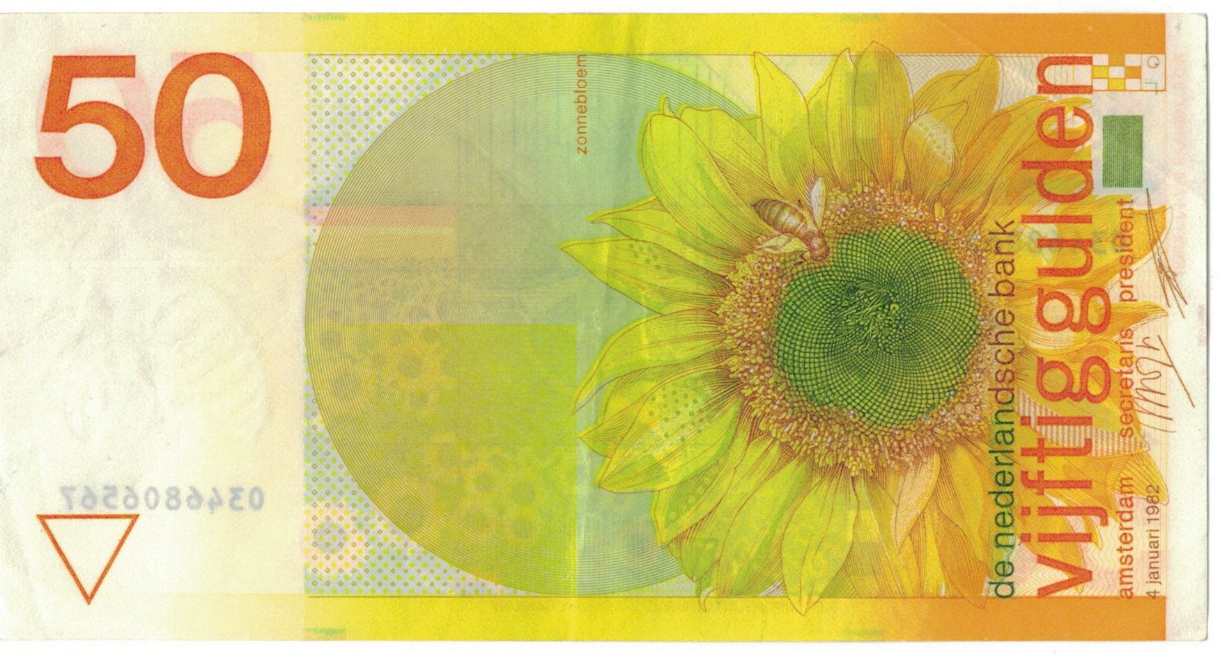 50 gulden Zonnebloem uit 1982, Postzegels en Munten, Bankbiljetten | Nederland, Ophalen of Verzenden, 50 gulden