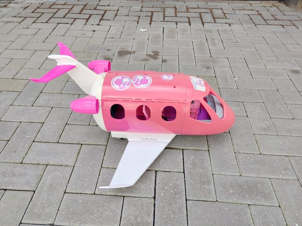 Groot klapbaar poppenhuis & Barbie Droomvliegtuig!, Ophalen, Gebruikt, Barbie